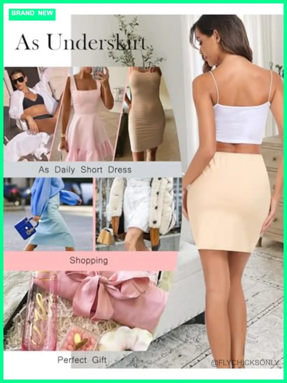Women's Half Slip Under Dress Short Petticoat Above Knee S-XXL